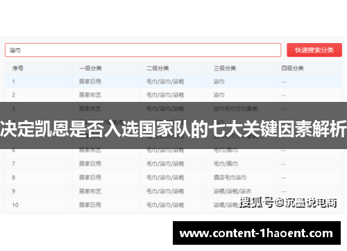 决定凯恩是否入选国家队的七大关键因素解析